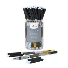 Ручка масляная LOREX "Slim Soft. Watercolor. Gentle", 0,5 мм, синяя,  игольч.наконечник, круглый, цветной, прорезин. корпус