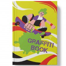 Блокнот А5, Канц-Эксмо,7БЦ,  пантон. печать, матовая ламинация, выб. лак, дизайнерский блок, 64 л, "Graffiti book. Скейтбордист""