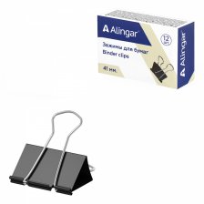 Зажимы для бумаг 41 мм, Alingar, черные, уп. 12 шт