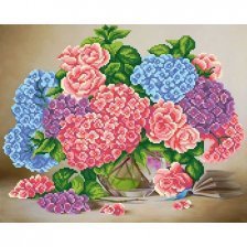 Набор для вышивания на габардине, М. П Студия, 50*40/27*33 см, бисер 19 цветов (приобретается отдельно), инструкция, "Букет цветов"