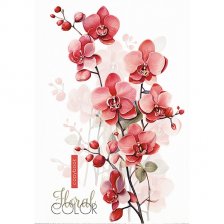 Тетрадь 96л., А4, клетка, Апплика "Розовая орхидея", гребень, мелованный картон