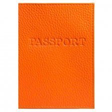 Обложка для паспорта, натур. кожа Флотер, оранжевый, тиснение конгрев, "PASSPORT"