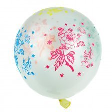 Шар воздушный прозрачный Alingar "Цветы"№12, с цветным рисунком, 100шт/уп