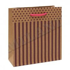 Пакет подарочный Миленд, 16*18*7 см , крафт-бумага, "Розовая полоска"