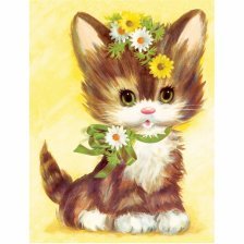 Картина по номерам Рыжий кот, 17х22 см, с акриловыми красками, холст, "Милая кошечка"