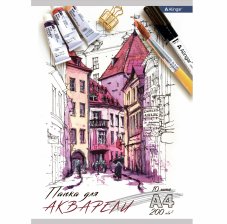 Папка для акварели А4 10л., Alingar , целлюлозный картон, 200 г/м2, "Город"
