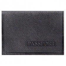 Обложка для паспорта, натур. кожа, черная, тиснение, конгрев