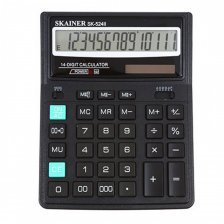 Калькулятор SKAINER 14 разрядов, 158*203,5*31,5 мм, черный, "SK-524II"