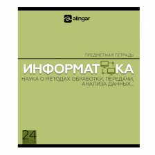 Тетрадь предметная  24л. А5 "Информатика "  со справочным материалом, скрепка, мелованный картон (стандарт), блок офсет, Alingar "Классика"