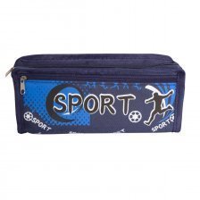 Пенал косметичка Alingar, ткань,боковой карман, молния, 9 см *21 см,  "SPORT" синие поле