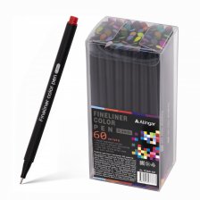 Набор разноцветных линеров Alingar, 60 цветов., 0,04 мм, черный цвет. корпус, ПВХ упаковка