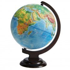Глобус физический Глобусный мир, 210 мм, рельефный,  на деревянной подставке