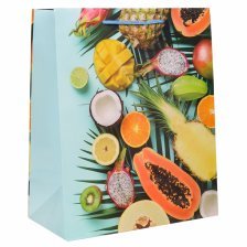 Пакет подарочный Миленд, 26,4*32,7*13,6см, глянцевая ламинация "Тропические фрукты"