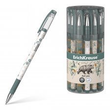 Ручка шариковая Erich Krause "ColorTouch. Stick Natural Life", 0,7 мм, синяя, метал. наконечник, грип, матовый круглый пласт. корпус, пласт. тубус