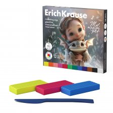 Пластилин Erich Krause, 12 цветов, 180 гр., со стеком, картонная упаковка, "Magic Pet"