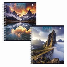 Тетрадь 96л., А5, клетка, Alingar, гребень, блок офсет, мелованный картон, "Nature colors", 2 дизайна в пленке т/у