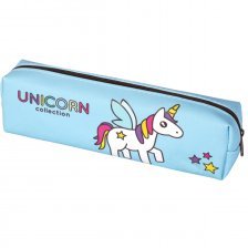 Пенал- косметичка Alingar, ПВХ, молния  20 см х 6 см х 3,5 см "Unicorn collection" голубой