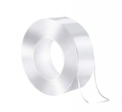 Клейкая лента (нанолента) двусторонняя многоразовая Alingar, 20 мм * 2 м, толщина 1 мм, основа полипропилен