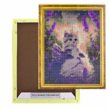 Алмазная мозаика Alingar, на подрамнике,  дизайн рамка, 30х40 см, "Кошечка с котенком"