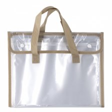 Папка-картотека с ручками Alingar, A4, 260х330 мм, 470 мкм, горизонтальная, на кнопках, 13 отделений, прозрачная, глянец, бежевый цвет