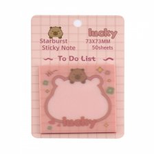 Прозрачные стикеры для заметок с клеевым краем, Alingar, 73*73 мм, 50 л., "Капибара", розовый цвет, покрытие с блеском, пластик, 12 шт/уп, европодвес