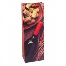 Пакет подарочный Миленд, 12*36*8,5см, матовая ламинация, "Бутылка вина"