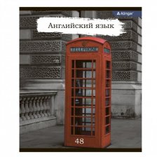 Тетрадь предметная "Английский язык" А5 48л., клетка, со справочным материалом, скрепка, мелованный картон, блок офсет, Alingar "Город контрастов"