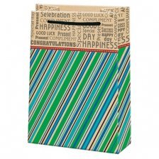 Пакет подарочный бумажный Мир открыток (MS) 13,5*18 см "Сине-зеленые линии", ламинация