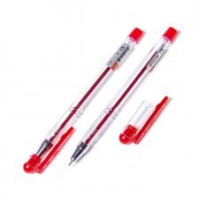 Ручка шариковая Todays "Ball Z 5", 0,7 мм, красная, игольчатый, металлизированный наконечник, грип, круглый, прозрачный, пластиковый корпус