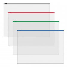 ZIP-пакет на молнии ErichKrause, A4, 246х334 мм, 120 мкм, "Fizzy Vivid", прозрачный, текстура "апельсиновая корка", цветная молния, ассорти, 12 шт/уп
