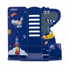 Подставка для книг Alingar, 210х185 мм, "Cosmic Skatebord" динозавр в космосе, синий, регулируемый угол наклона, металл, пакет с европодвесом