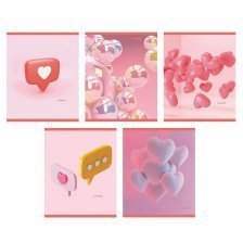 Тетрадь 96л., А5, клетка, Канц-Эксмо "Розовая серия", скрепка, мелованный картон, блестки, выб.