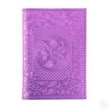 Обложка для паспорта, натур. кожа, металлик фиолетовый, тиснение блинтовое