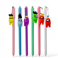 Ручка гелевая Alingar, "Космики", 0,5 мм, синяя, с подвеской, игольчатый наконечник, круглый цветной пластиковый корпус, карт. уп.