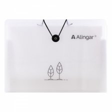 Папка-картотека на пуговице  Alingar, A4, "Tree", 325х235х20 мм, 500 мкм,13 отделений, наклейки-разделители, прозрачная, матовая, текстура