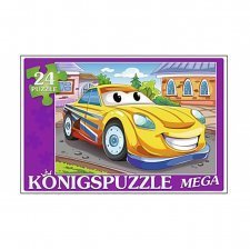 Пазл мега 24 элемента,РЫЖИЙ КОТ, "Желтая машинка"  Koningspuzzle