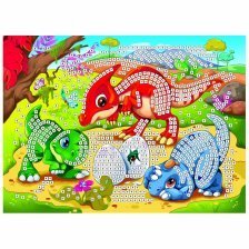 Мозаика мягкая Рыжий кот, А3, пакет с европодвесом, "Милые динозавры"