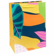 Пакет подарочный Миленд, 26,4*32,7*13,6 см (L),  матовая ламинация "Тропическая абстракция"