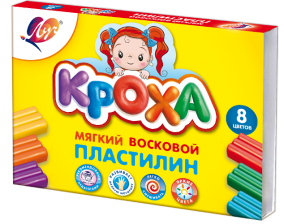 Пластилин Луч, 8 цветов, 120 гр., мягкий, восковой, со стеком, картонная упаковка, "Кроха"