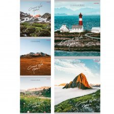 Тетрадь А5 48л., линия, Проф-Пресс "Воодушевляющие пейзажи" , скрепка, мелованная обложка, 5 дизайнов в спайке