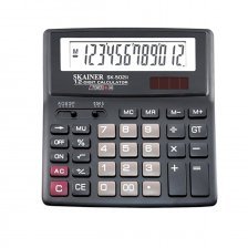 Калькулятор SKAINER 12 разрядов, 156*157*33 мм, черный, "SK-502II"