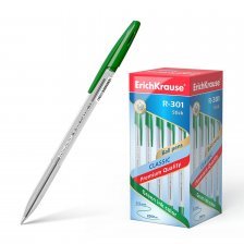 Ручка шариковая Erich Krause "R-301 Classic Stick", 1.0 мм, зеленый, шестигранный, цветной, пластиковый корпус, картонная упаковка