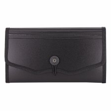 Папка-картотека Alingar, 260х140 мм, на пуговице, пластик, 900 мкм,12 отделений, черный