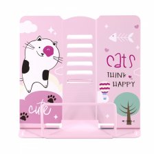 Подставка для книг Alingar, 200х185 мм, "Cats think happy" котик, розовый, регулируемый угол наклона, металл, пакет с европодвесом