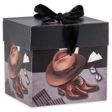 Подарочная коробка Миленд, 20*20*20 см, "Аксессуары джентельмена", с лентой, складная
