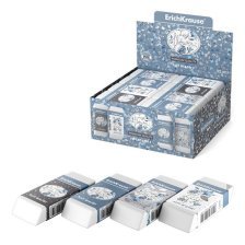 Ластик Erich Krause,"Frozen Beauty", термопластичная резина, прямоугольный скошенный,  белый, 60х25х10 мм., картонная упаковка 32 шт.