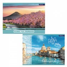 Альбом для рисования А4 24л., Alingar, на скрепке, мелованный картон (стандарт), 100 г/м2,  "MIX. Город. Природа."