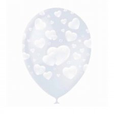 Воздушные шары М12"/30 см Декоратор (растр) 5 ст. рис. "Сердца", 25 шт. шар латекс
