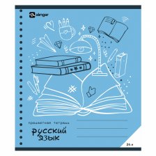 Тетрадь предметная  24л. А5 "Русский язык "  со справочным материалом, скрепка, мелованный картон (стандарт), блок офсет, Alingar "Минимализм"