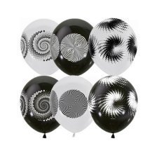 Воздушные шары М12"/30 см BLACK&WHITE (шелк) 4 ст. рис. "Иллюзия" 25 шт. шар латекс